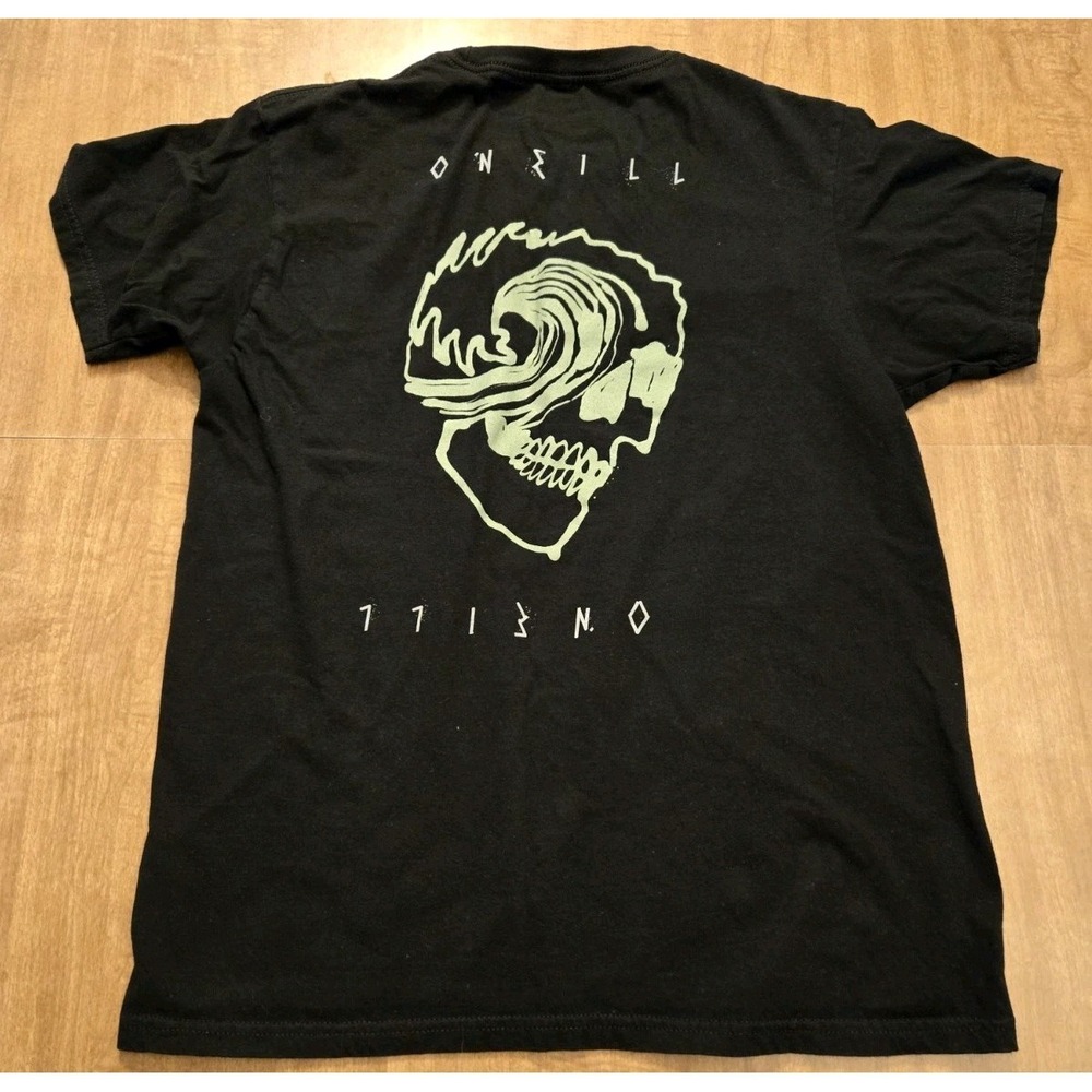 O'Neill T-Shirt Skull Surfing Waves Surf Black Modern Fit Medium Grunge M Black